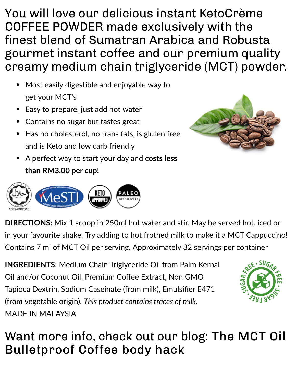Rainforest Herbs KetoCreme Coffee MCT Powder creamer 400g