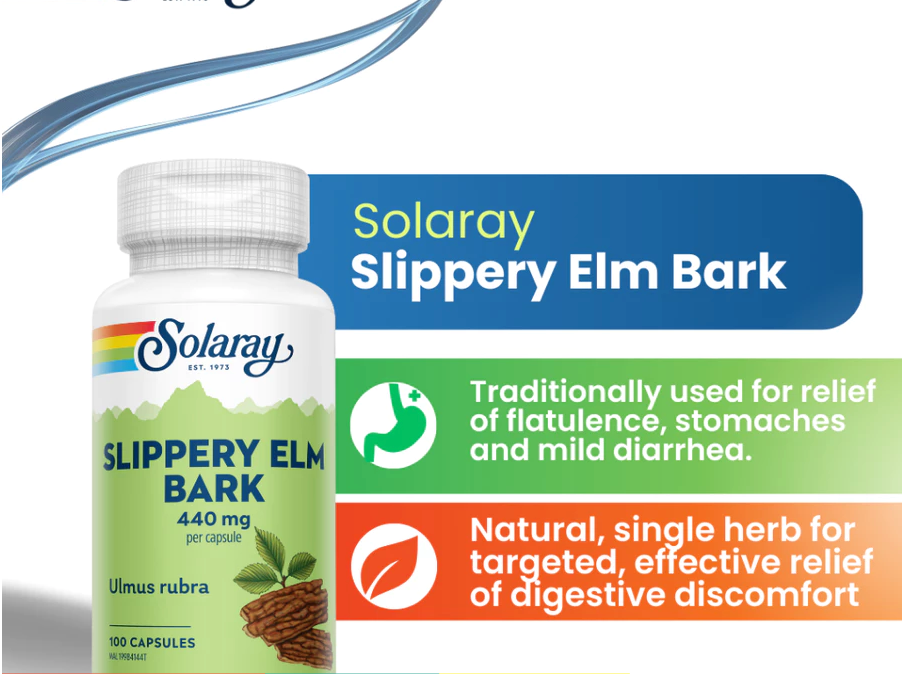 Solaray Slippery Elm Bark Digestive Support Help Soothe The Digestive Tract (2x100's)
