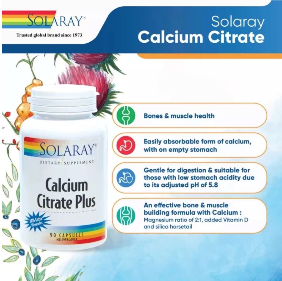 Solaray Calcium Citrate Plus Supporting Bones & Muscle Health (2x117s)