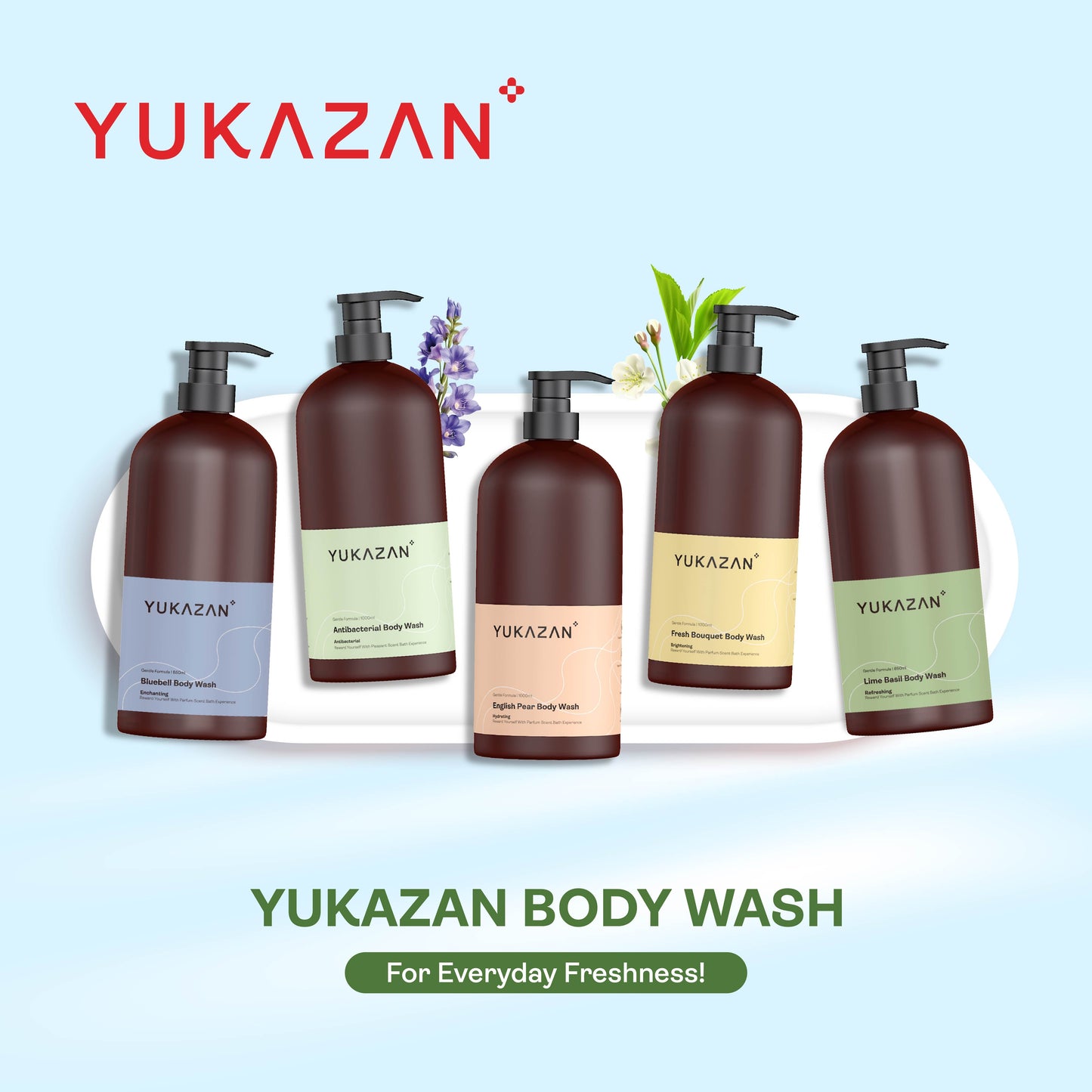 Yukazan Bluebell Body Wash 850ml Shower Foam / Antibacterial And Alcohol Free / Body Shampoo