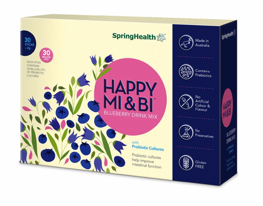 SpringHealth Happy Mi & Bi Blueberry Drink Mix with 30 Billion CFU Probiotic Cultures