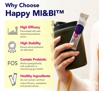 SpringHealth Happy Mi & Bi Blueberry Drink Mix with 30 Billion CFU Probiotic Cultures