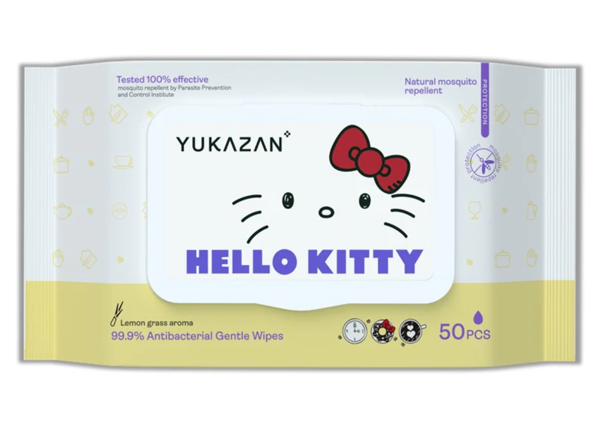 Yukazan Hello Kitty 99.9% Antibacterial Wipes 50'S (Lemon Grass)