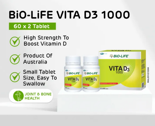 BiO-LiFE Vita D3 1000 2 x 60 tablets