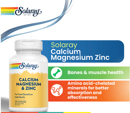 Solaray Calcium Magnesium & Zinc 120 Capsules