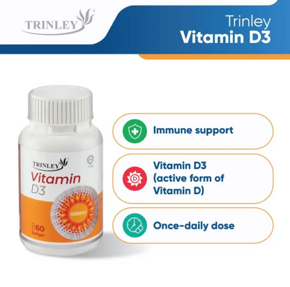 Trinley Vitamin D3 1000 IU - 60 Softgel + FREE PILLBOX