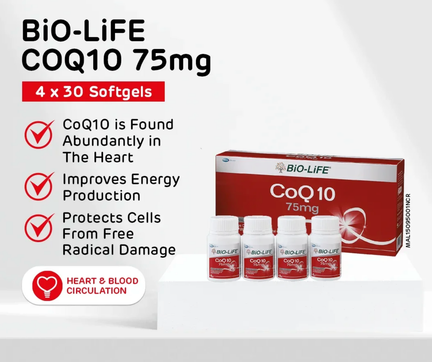 BiO-LiFE CoQ10 75mg 4 x 30 capsules