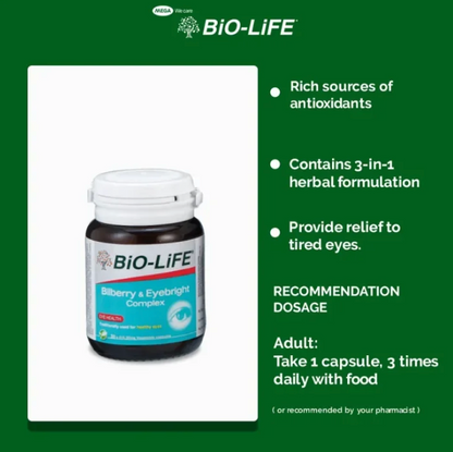 BiO-LiFE Bilberry & Eyebright Complex 30 capsules