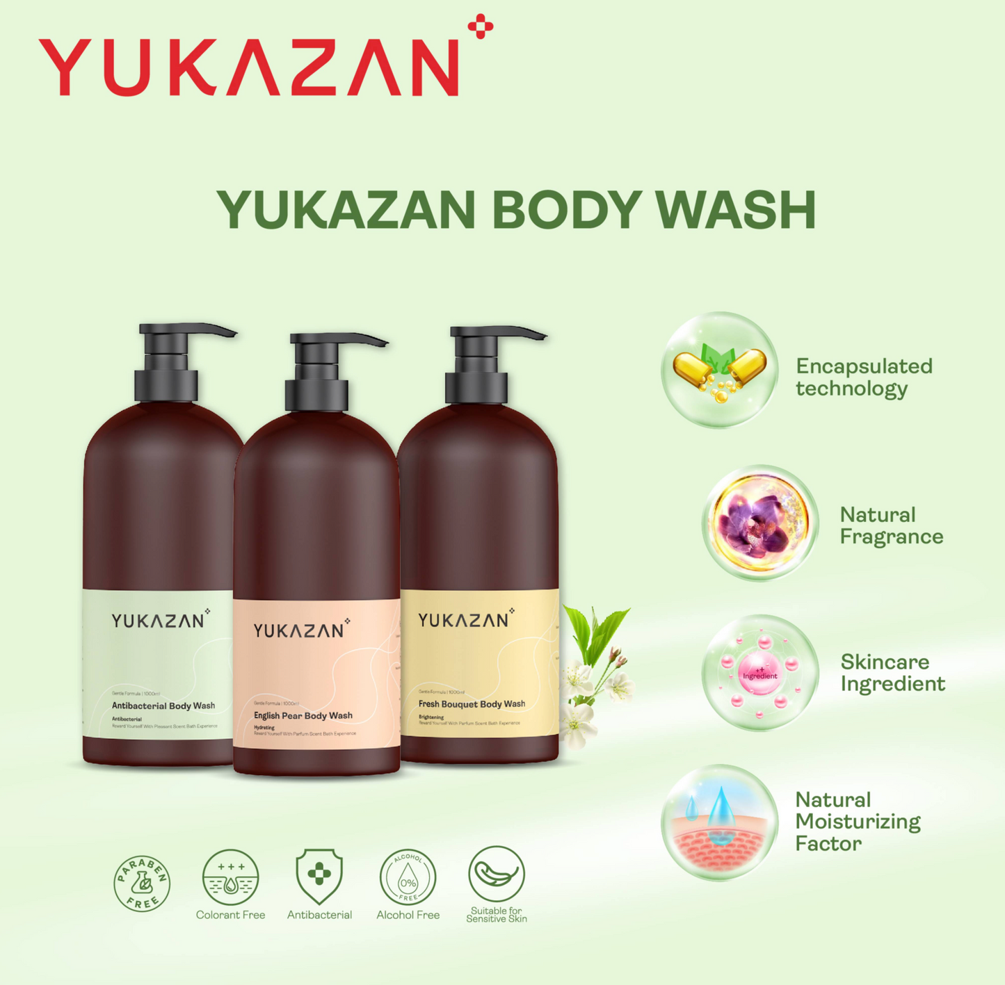 Yukazan English Pear Body Wash 1000ml Body Shower Foam