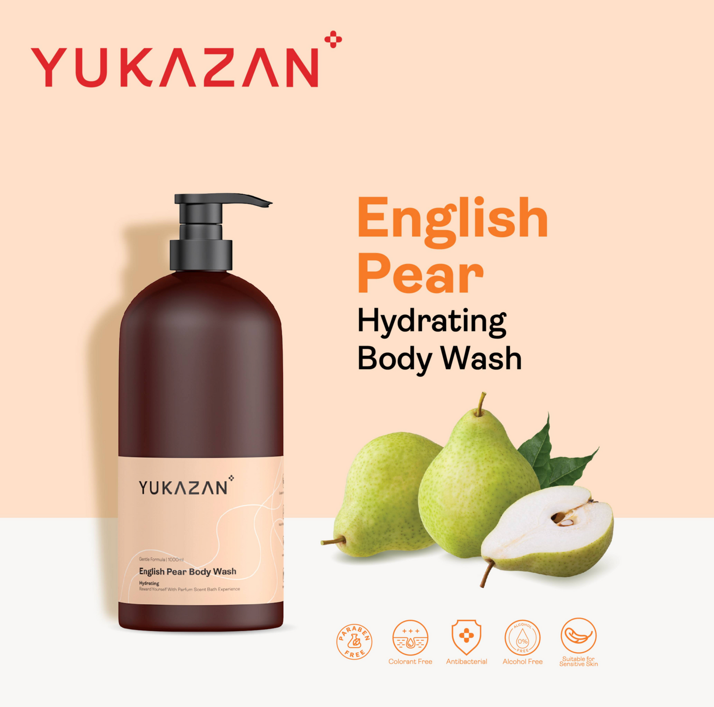 Yukazan English Pear Body Wash 1000ml Body Shower Foam